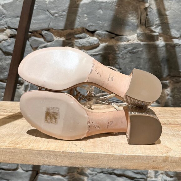 René Caovilla Caterina 40 Crystal Embellished Bow Strap Sandals - Picture 8 of 11